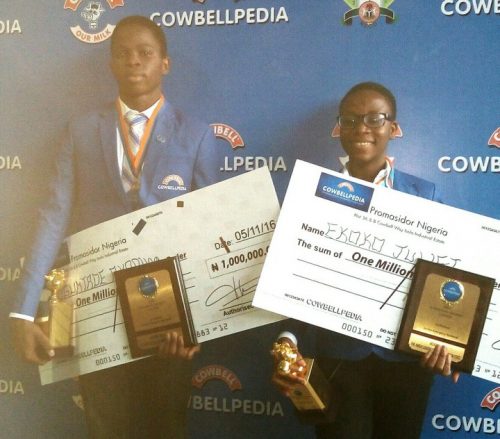 Ayoola Oguntade, Juliet Ekoko Win 2016 Cowbell Maths Competition