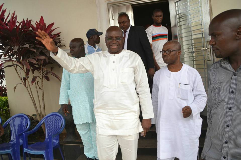 PHOTOS: Fayose Visits Oni, Eats Lunch With Ex-Gov