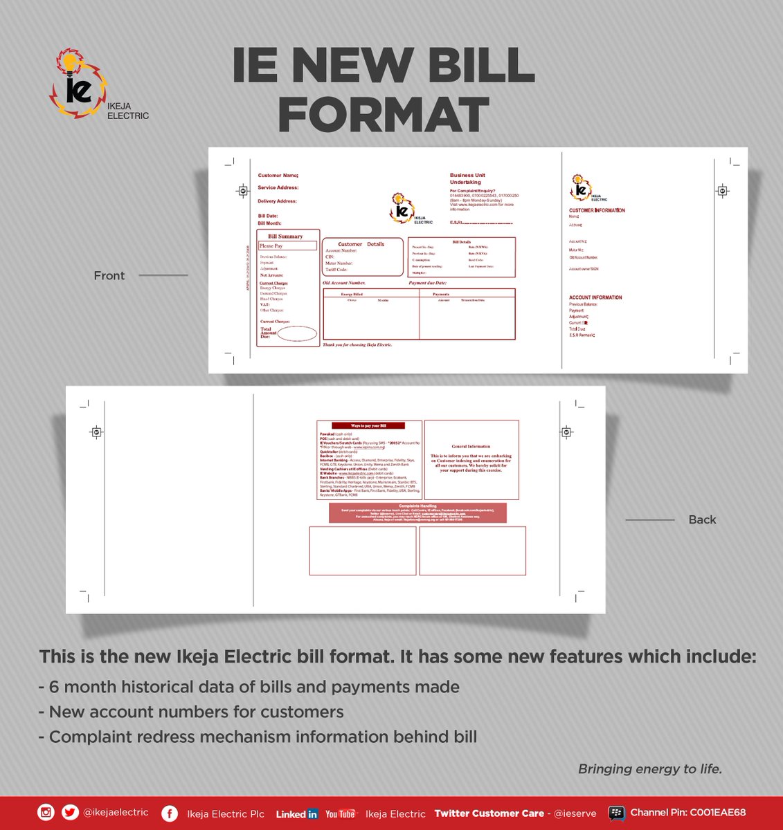 Ikeja Electric New Bill Format 