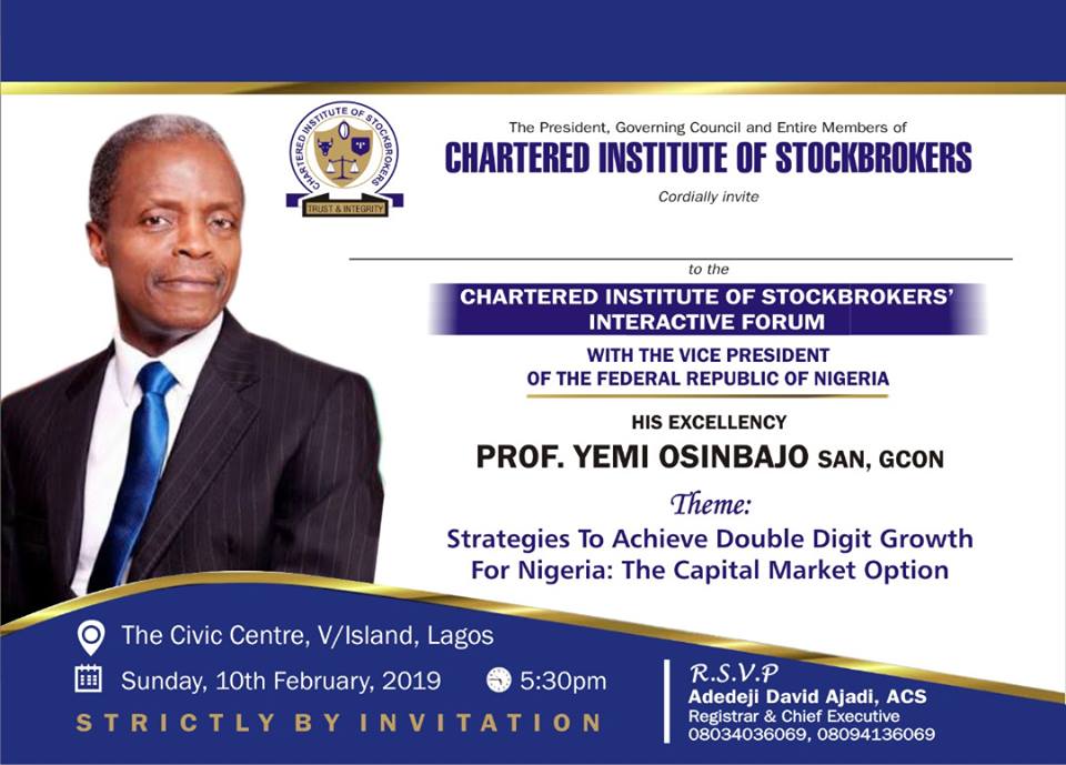 Stockbrokers Meet Osinbajo in Lagos Today