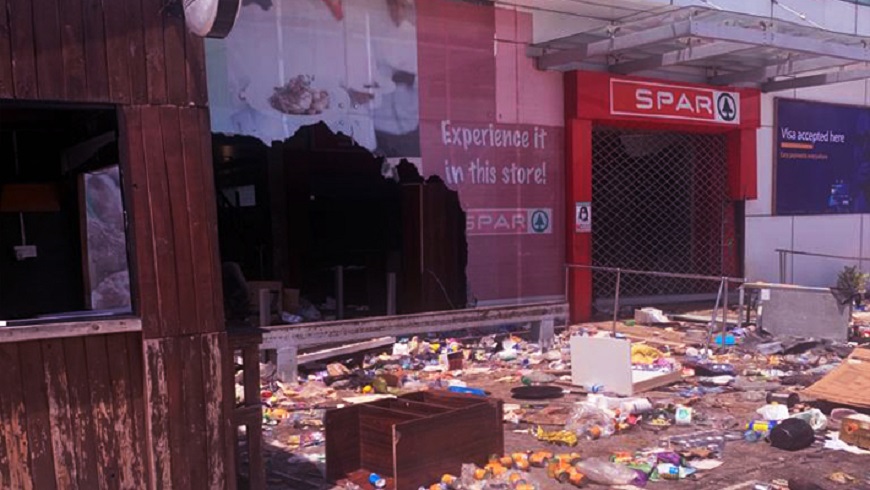 Vandalised Lekki SPAR store