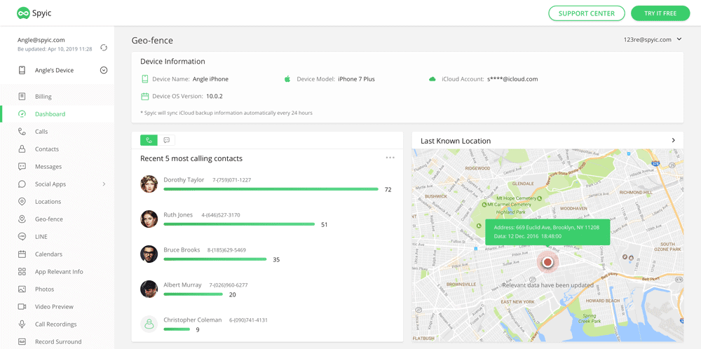 Spyic dashboard