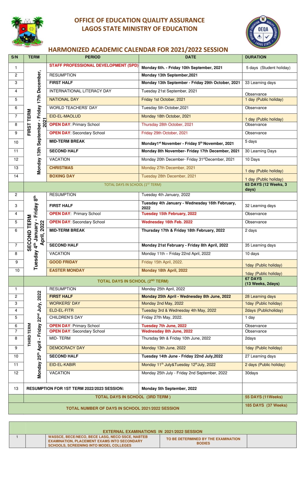 Lagos Releases Academic Calendar for 2021/2022 Session | Business Post ...