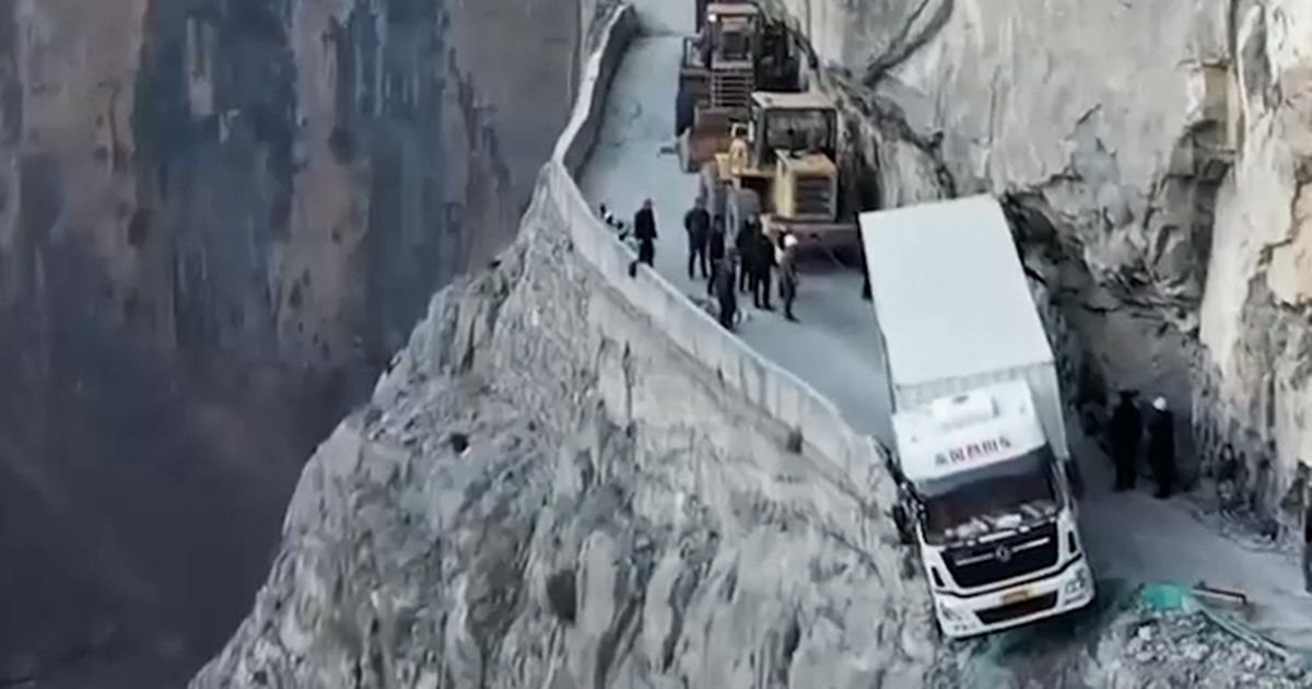 Money truck going over a cliff