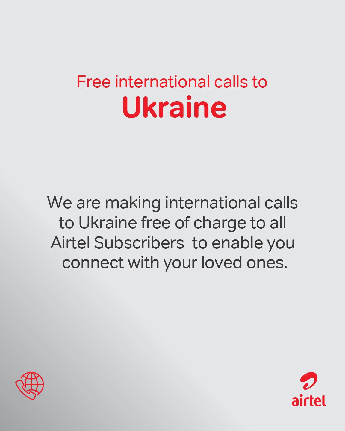 Airtel Free Calls to Ukraine