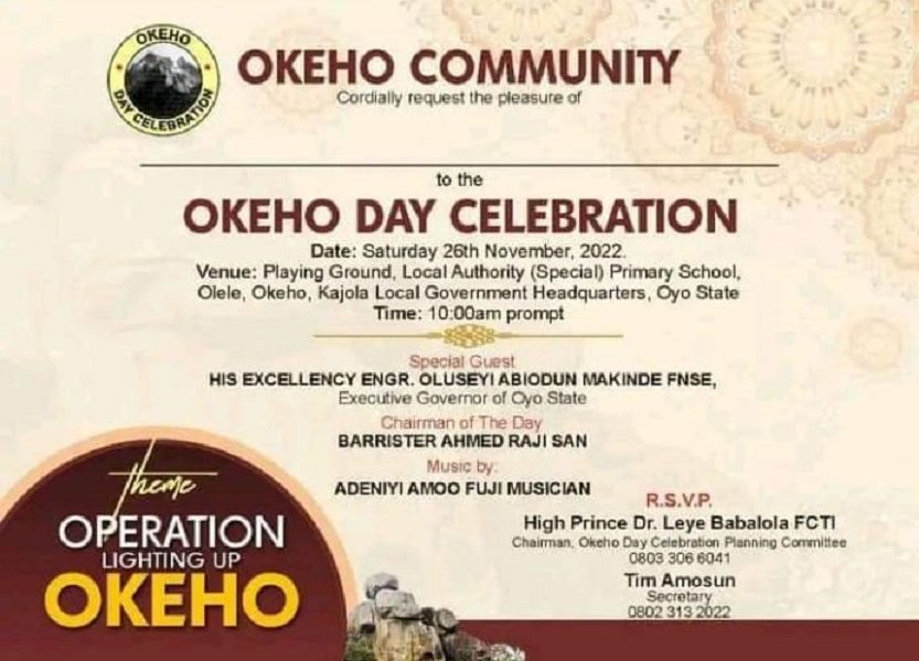 Organisers Fix November 26 for 2022 Okeho Day
