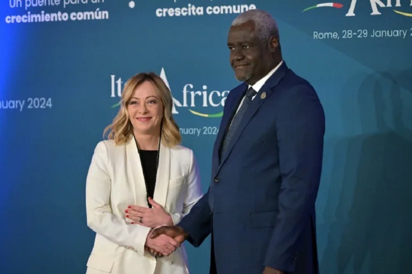 Prime Minister Giorgia Meloni and AU Moussah Faki Europe and Africa