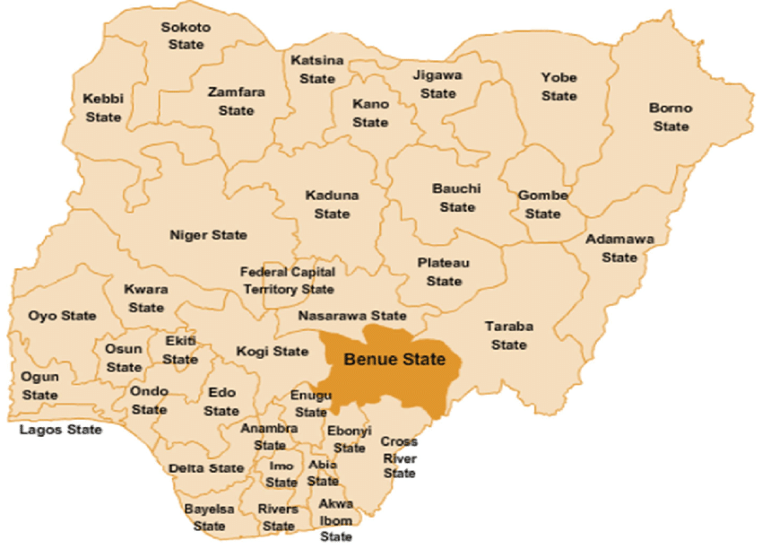 Benue State map mining activities