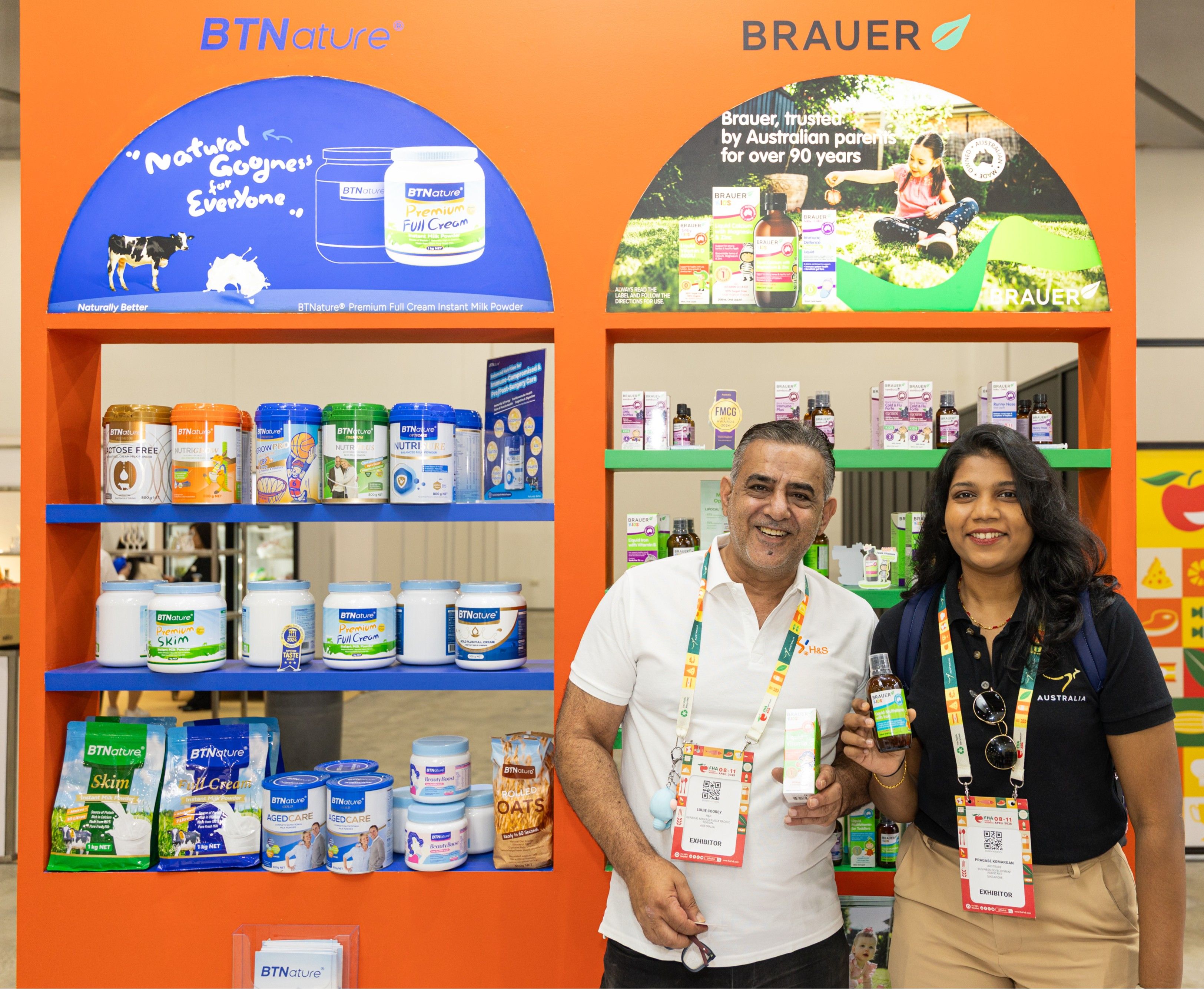 Mr. Louie Coorey (left), General Manager, Asia Pacific Region at H&S, with Ms. Pragase Komargan (right), Austrade Representative, during FHA 2025 Singapore.