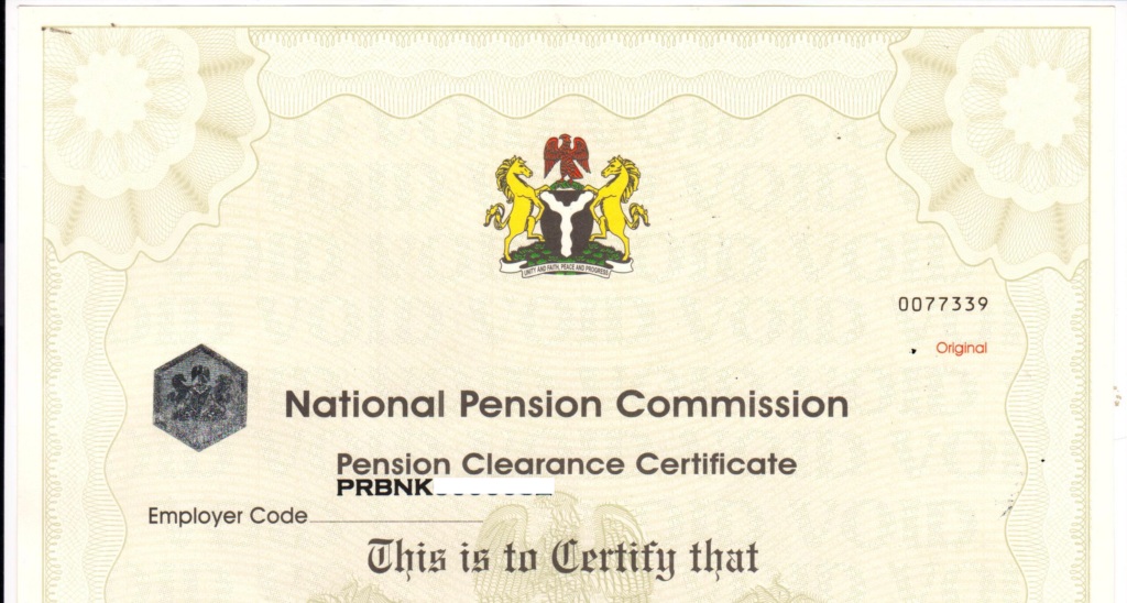 Pension Clearance Certificate
