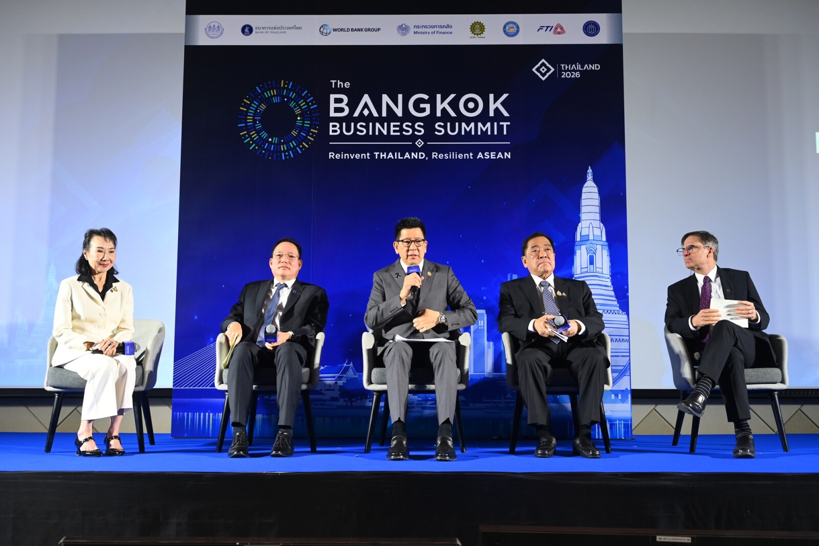 Dr. Ekniti Nitithanprapas, Deputy Prime Minister and Minister of Finance, at the closing panel of the Bangkok Business Summit 2026.